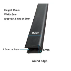 1/2/3/5m U 자형 고무 스트립 가드 플레이트 기계식 실란트 유리 금속 목재 패널 용 가장자리 씰링, 02 1 meter, 14 12