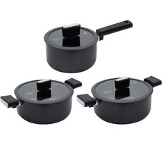 도루코 카스텔루 IH 인덕션 3종 냄비세트 (편수18cm+양수20cm+양수24cm)/뚜껑 포함/편리한냄비 gi, 1세트, 편수18cm+양수20cm+양수24cm
