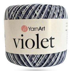 Yarn Art 타래 1개 YarnArt 바이올렛 머서리화 면사 실 100개 크로셰 레이스 핸드 뜨개질 실 자수 예술 공예 (크림 326), 멜란지 - 509
