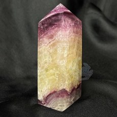 螢石柱 江戶紫 方形晶體 柚子果肉感 大片細閃 大片彩虹光, 1個