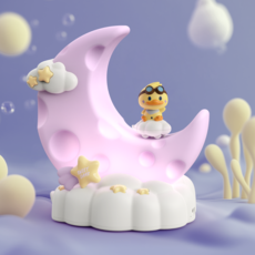 애니버디즈 귀여운 캐릭터 초승달 무드등 수유등, 퍼플덕