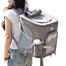 퍼피허그 Portable 강아지 백팩 캐리어 산책 이동 가방 고양이 애견 기내용 컨넬 카시트 배낭, 1개, 핑크