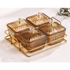 다용도 칸막이 스낵 접시 노래방 바 스낵 과일 캔디 접시 WW 블랙 4칸, 브라운 * 4칸+고품질 × 1개