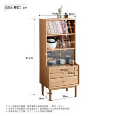 RICHOME 木木原木玻璃高書櫃 書櫃 收納櫃, 原木色