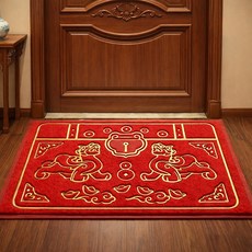 燙金貔貅刮泥地墊, 紅色, 1個