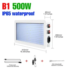 실내 수경재배 텐트 LED 식물 성장 조명 전체 스펙트럼 꽃 모종 IR UV 램프 500W, 03 B1 500W, 01 US Plug, 1개