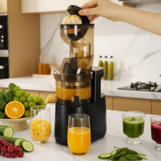 캐시파이 대구경 자동 착즙기 가정용 과일 쥬서기, 블랙, JUSER-1