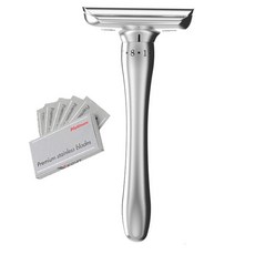 颳鬍刀 手動颳鬍刀 傳統颳鬍刀 安全手動颳鬍刀 剃鬚刀 手動不傷剃須 手動剃須刀颳衚刀可調節鋒利度手動剃須刀修眉雙麵刀片, 刀架+1盒刀片, 1個