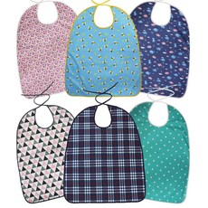 핸드메이드 성인 용 턱받이 리본형 방수 노인 어르신 성인 어른 환자 용 찍찍이 식사 위생, 성인용 턱받이(리본형), 12체크 네이비