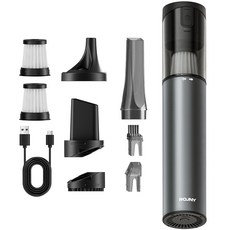 ROUNY 무선 차량용 청소기 먼지 흡입과 바람 부는 겸용 휴대용 청소기 강력 에어건, 짙은 회색, Xs Pro 짙은 회색, Xs Pro