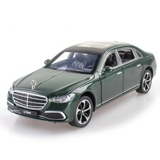 마이카 다이캐스트 금속 1:24 벤츠 S400L 모델 합금 자동차 모형 피규어 장식, 1개, 02_그린