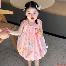 女童花苞裙夏季薄款连衣裙 女童公主裙 夏天宝宝甜美背心裙 可愛夏裝