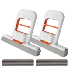 핸디형 미니 밀대걸레 1+1 세트 셀프탈수 스펀지 청소기 강력흡수 물기제거 주방 욕실 창문 청소용 걸레 교체형 다용도 청소템 편리한 자동탈수 위생적 청소솔 인테리어 청소필수템, 1세트, 미니걸레2개+리필스펀지2개