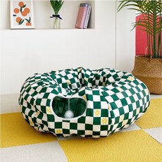 【Miao&Nu現貨】韓國貓咪隧道 貓咪隧道 貓咪躲貓貓隧道 貓窩 貓咪用品 貓用品 質感貓用品 隧道貓窩 牛津布不黏毛, 1個, 深綠花花