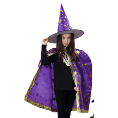아동 키즈 할로윈 파티 마녀 마법사 코스튬 모자+망토 세트