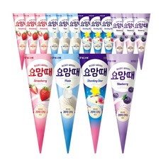 빙그레 요맘때 콘 아이스크림 4종 혼합 12개 (플레인3+딸기3+슈팅스타3+블루베리3)