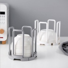 사이즈 조절가능 밥그릇 보관 홀더 그릇받침대, 그레이, 그레이