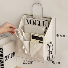 臺灣出貨布藝收納掛袋防水設計壁掛式宿捨床頭門後墻上雜物懸掛置物籃居家好物, 斜口款--棉麻, 1個