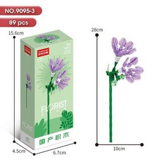 玫瑰花積木花束 藍色玫瑰紫色玫瑰粉紅藍色黑玫瑰拼插積木花束, 1個, 小蒼蘭(滿6盒送膠水)