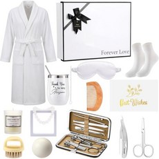 Nuogo 15개 남성용 수염 관리 세트n아빠 생일 선물 바구니 아이디어 키트n아버지의 날n아빠의 날n아빠 남편 남자친구 상자용 텀블러 목욕 가운n후드 없음 검정, Unhooded, White