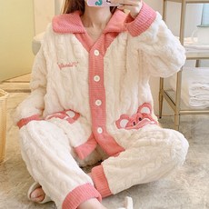 겨울용 따뜻한 산후조리복 캡내장 수유복셋트 긴팔+긴바지 기모 잠옷 카라 상하세트 (허리사이즈조절가능)