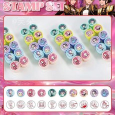 熱賣 獵魔女團 自來水印章 卡通可愛K-POP魯米速幹手賬印記清晰印章文具, 1個, 鯊魚10枚印章1卡,無規格