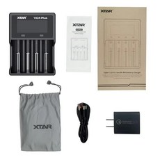 XTAR VC4 플러스 18650 충전기 USB C 고속 충전 AAA AA 충전식 배터리 18350 21700 20700, 02 Black 18350 Battery