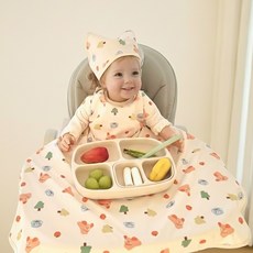 아이레빗 국내생산 유아용 아기 민소매 식탁일체형 자기주도 방수 턱받이 풀커버 나시, 러블리 댕댕이, 1개, 1개입