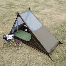 탑 랜더 초경량 1인 솔로 캠핑 텐트 통기성 좋은 미니 백패킹 텐트 Airy 1 Mesh Tent, 올리브 그린, 텐트 세트(19포인트 타프와 폴 포함), 1인용