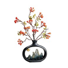 新中式迎客松假山花瓶, 假山花瓶矮款黃果
