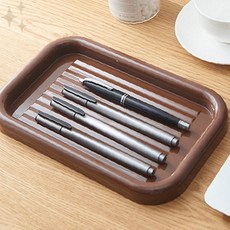 사무용품 책상 데스크 필기도구 펜꽂이 거치 보관 정리 수납 받침 소품 문구, 1개, 브라운