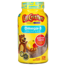 L'il Critters Omega-3 Raspberry-Lemonade 비타민A+C+D+E 첨가 [2세~ 성인용] [2~3개월분], 120정, 5개