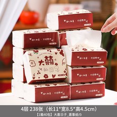結婚紙巾 婚宴酒席餐巾紙 喜慶紅色抽紙 婚慶用品, 喜事紙巾_大喜日子(40包), 1個