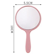 실버 빈티지 거울 여성용 꽃무늬 타원형 라운드 메이크업 핸드 홀드 거울 공주 레이디 메이크업 뷰티 드레, 05 10x5.5cm Pink