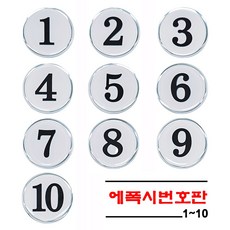 [감동] 에폭시 원형번호판 사물함번호 테이블번호 원형번호판 목욕탕번호 숫자안내판 번호스티커 라커번호, 1세트, 백색 1~10