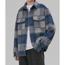 매장정품 굿라이프웍스 GLW 오버핏 헤비 투 포켓 체크 셔츠 자켓 블루 GS79BL 182424