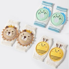 嬰兒爬行護膝蓋兒童防摔學走路寶寶爬行護膝夏季護肘加厚學步薄款, 小老虎+萌恐龍+小蜜蜂 -3雙裝, 1個