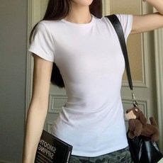 여성 면티셔츠 여자 슬림핏 반팔 티셔츠 라운드 무지 기본 면티 반팔티 데일리 레이어드 이너