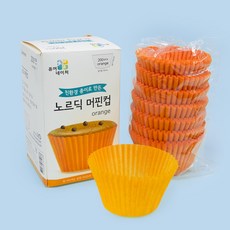 제이팩토리 유산지컵 베이킹컵 머핀컵 노르딕 55mm, 600개, 주황(원형)