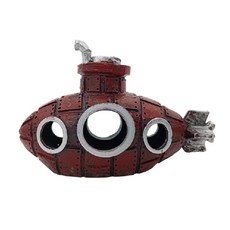 黃色潛水艇造型魚缸裝飾品 魚缸擺飾 水族箱裝飾 魚兒躲藏 潛水艇擺件, 1個