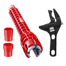 tinduo 세면대 멀티 렌치 싱크대 렌치 수도관 파이프 8in 1+몽키 스패너, 1세트