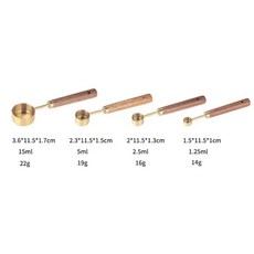 DFMEI 不鏽鋼量杯量勺烘焙食品級304不鏽鋼量杯, 1個, 鍍金量匙4件套【相思木手柄】:銀色