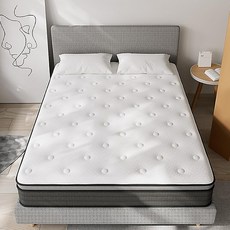 Mongly 포켓 무음 독립 스프링 매트리스, 검정색하얀색, 25cm