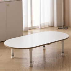 높이 조절 테이블 인테리어 이동식 간이 침대 테이블 사이드 베란다 피크닉 타원형 가정용 다용도 접이식, 메이플