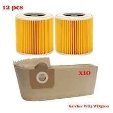 Karcher WD3 MV3 WD3200 A2204 A2656 진공 청소기 예비 액세서리 교체 용 먼지 봉투 Hepa 필터, 02 set 1