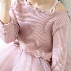 긴팔 골지 발레티 (2color) 아기 유아 키즈 여아 발레복 발레니트티