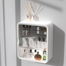 HK.sell 루고 벽걸이 화장품 향수 정리함, 화이트, 1개