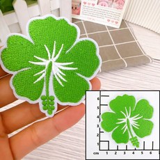 皮卡布 衝浪板 刺繡布貼, 1個, 綠色扶桑花--熱熔膠款