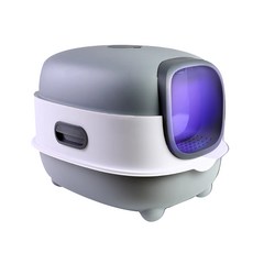 全封閉式貓砂盆，活性碳過濾，防臭防濺，大空間貓廁所, 灰（紫外綫款, 1個