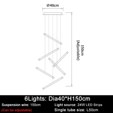 모던 홈 데코 LED 천장 샹들리에 주방 계단 조명 램프 거실 장식 디자이너 다이닝 로프트, 01 6 lights, 05 Chrome and Gold, 02 따뜻한 흰색